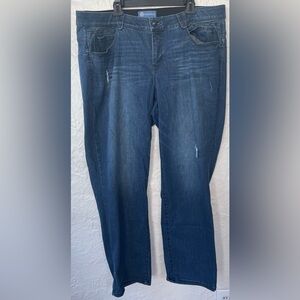 Democracy ab-solution plus sized distressed dark wash skinny jeans; size 22